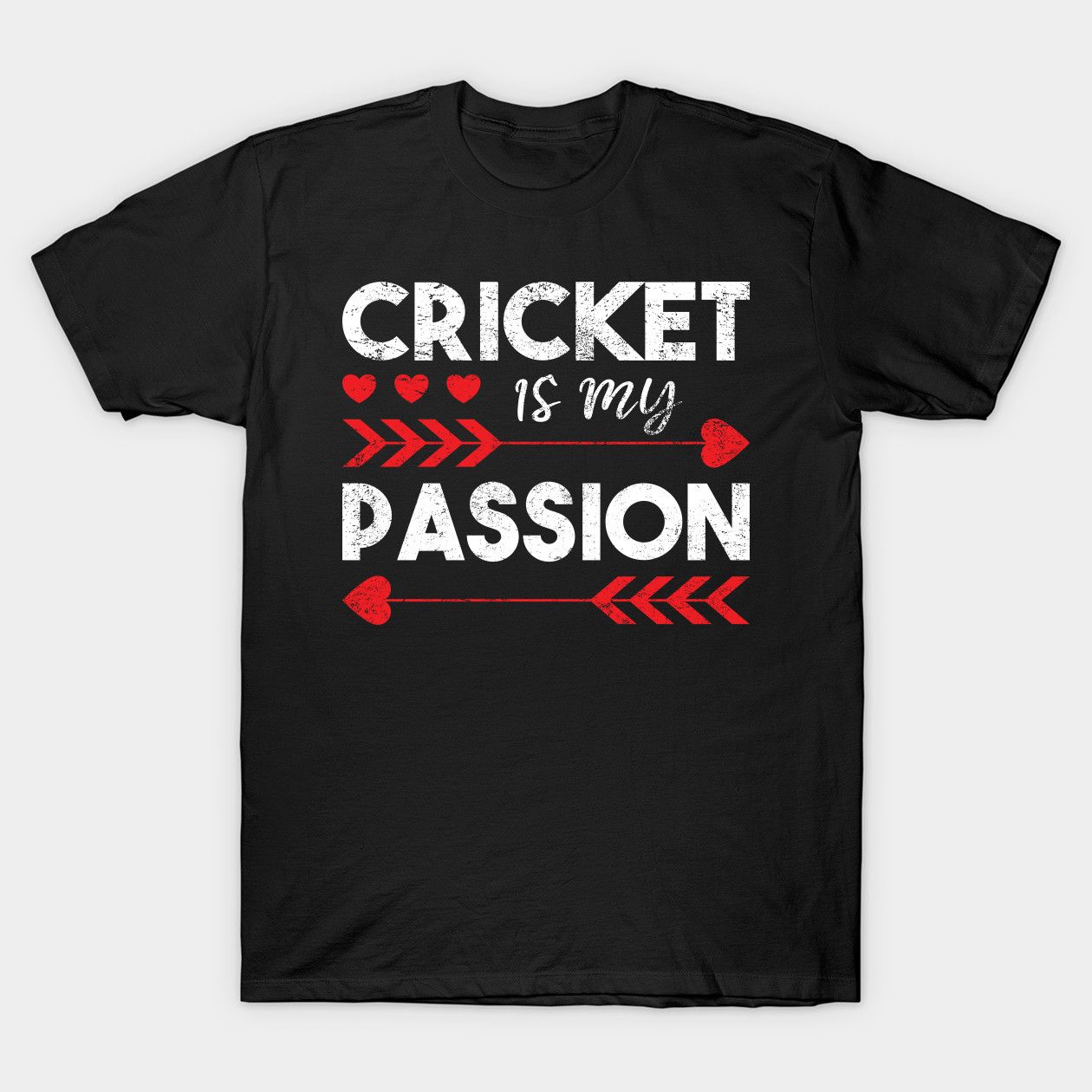Black T-Shirt Printed - Cricket is My Passion.