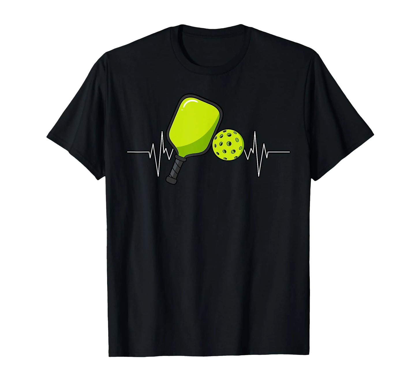 Paddle & Ball EKG Line Design Pickleball Heartbeat T-Shirt