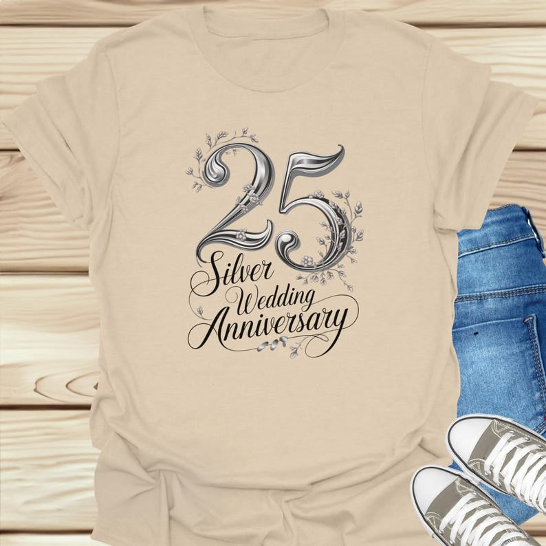25 Silver Wedding Anniversary Special Short Sleeve Couple T-Shirts