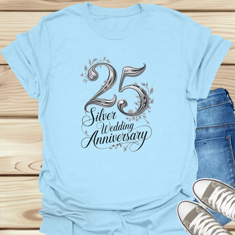 25 Silver Wedding Anniversary Special Short Sleeve Couple T-Shirts