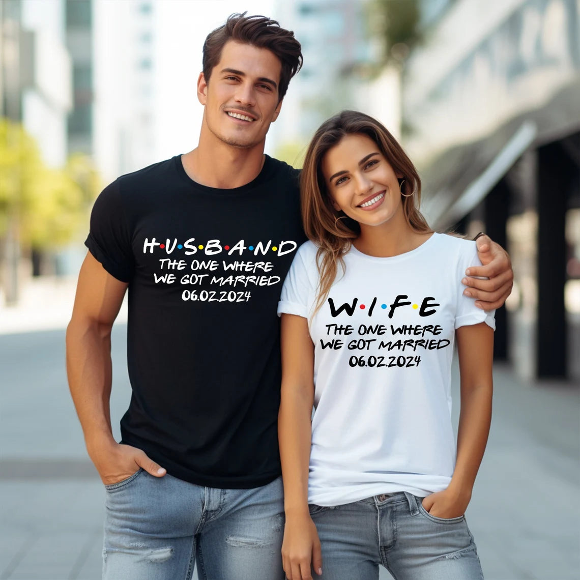 FRIENDS Print Husband & Wife Theme Couple T-Shirts
