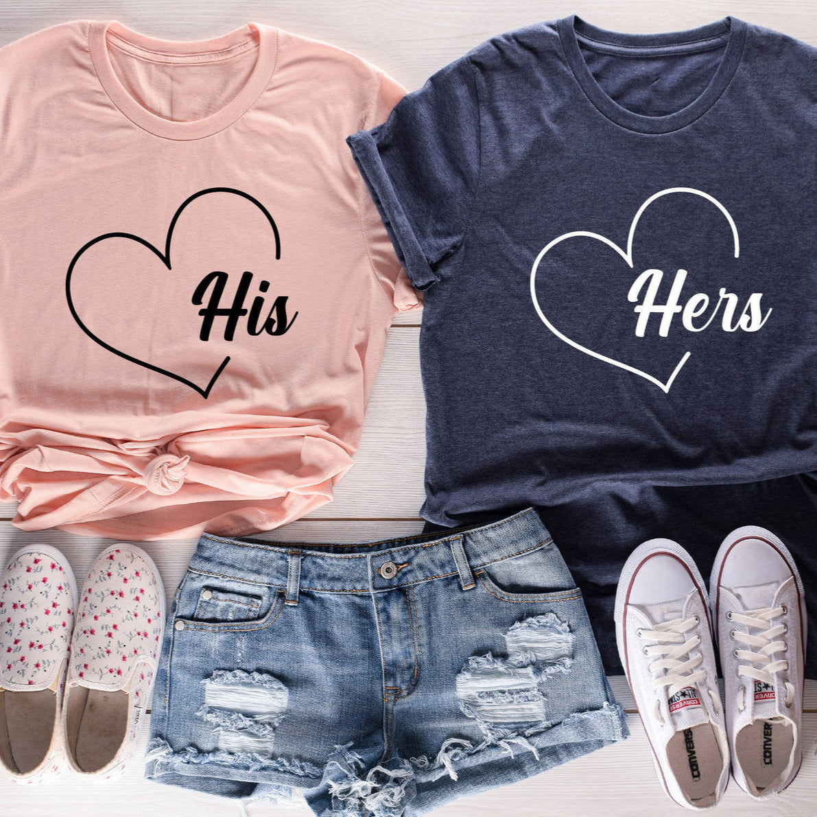 Customised His Hers Themed Couple T-Shirts