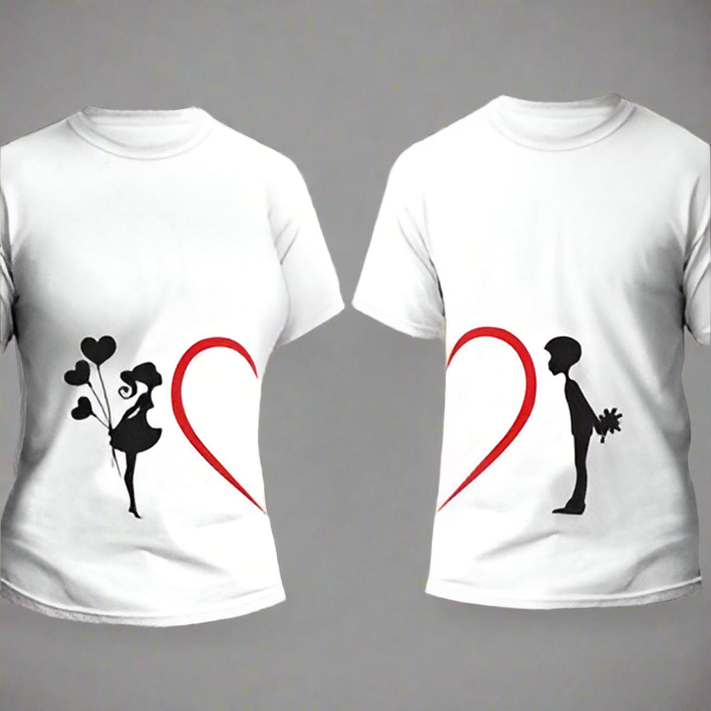 Matching Heart T-Shirts For Couple