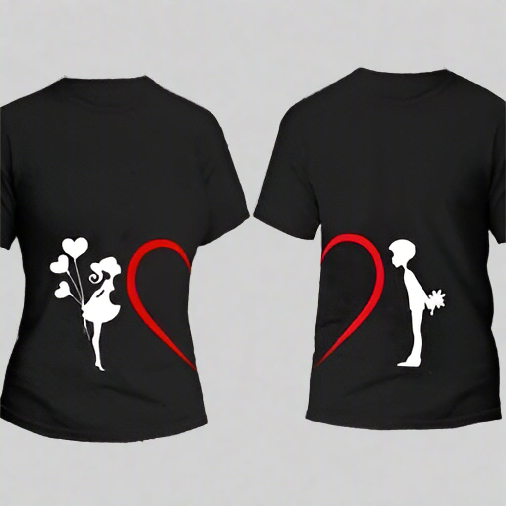 Matching Heart T-Shirts For Couple