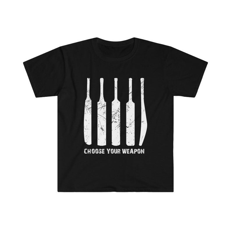 "Choose Your Weapon" Cricket Bat T-Shirt 🏏🔥