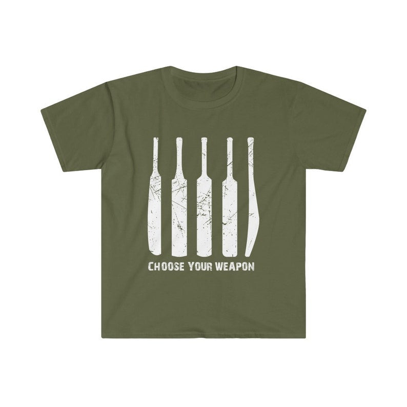 "Choose Your Weapon" Cricket Bat T-Shirt 🏏🔥
