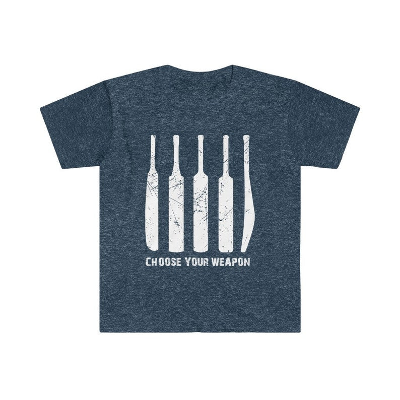 "Choose Your Weapon" Cricket Bat T-Shirt 🏏🔥