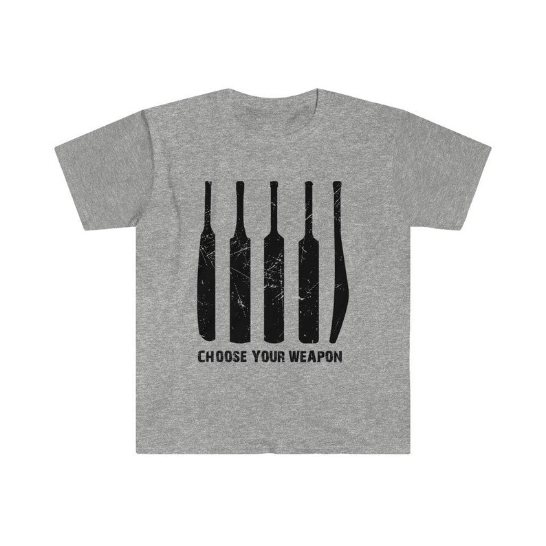 "Choose Your Weapon" Cricket Bat T-Shirt 🏏🔥
