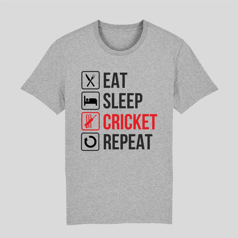 Eat. Sleep. Cricket. Repeat - The Ultimate Cricket Lover’s T-Shirts! 🏏