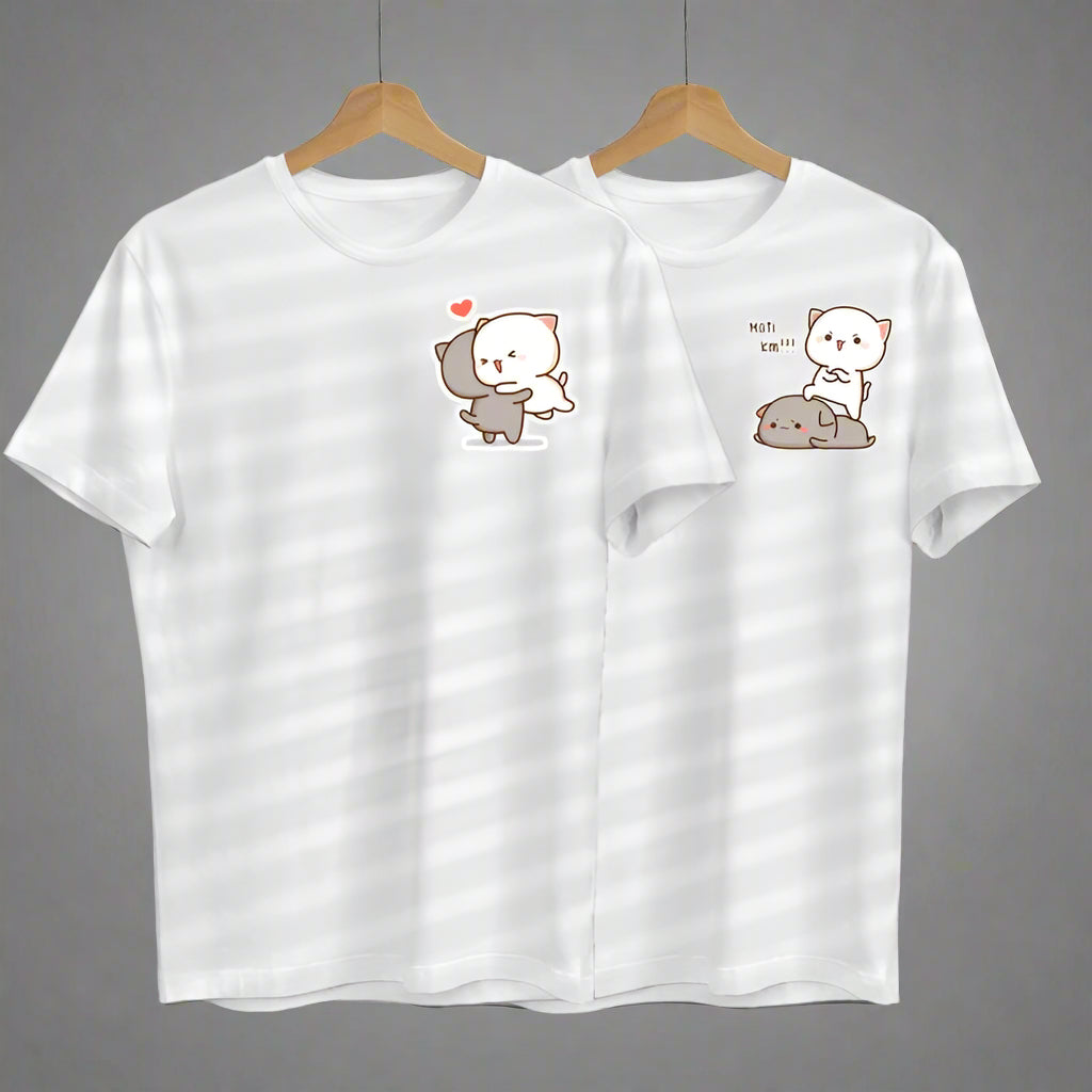 Customised Cat Heart Couple T-Shirt
