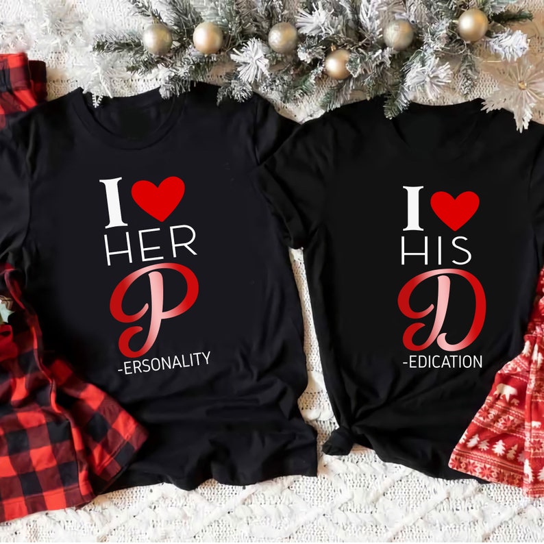 I ❤ Her & I ❤ His Theme Short Sleeve Couple T-Shirts