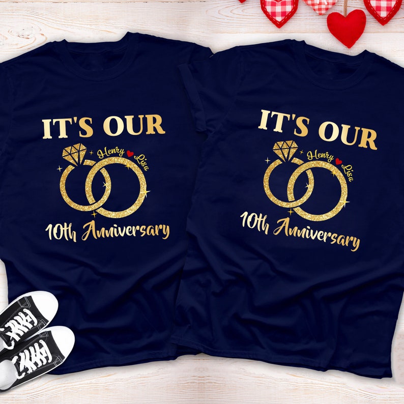 It's Our 10th Anniversary Theme Short Sleeve Couple T-Shirts