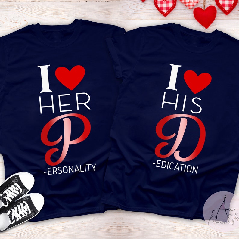 I ❤ Her & I ❤ His Theme Short Sleeve Couple T-Shirts