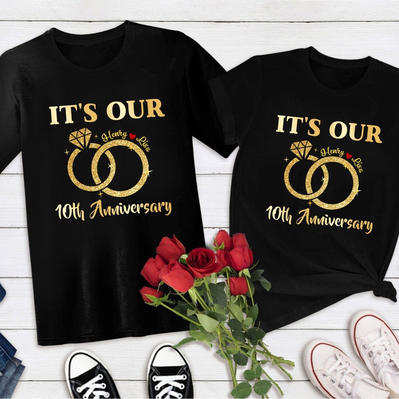 It's Our 10th Anniversary Theme Short Sleeve Couple T-Shirts