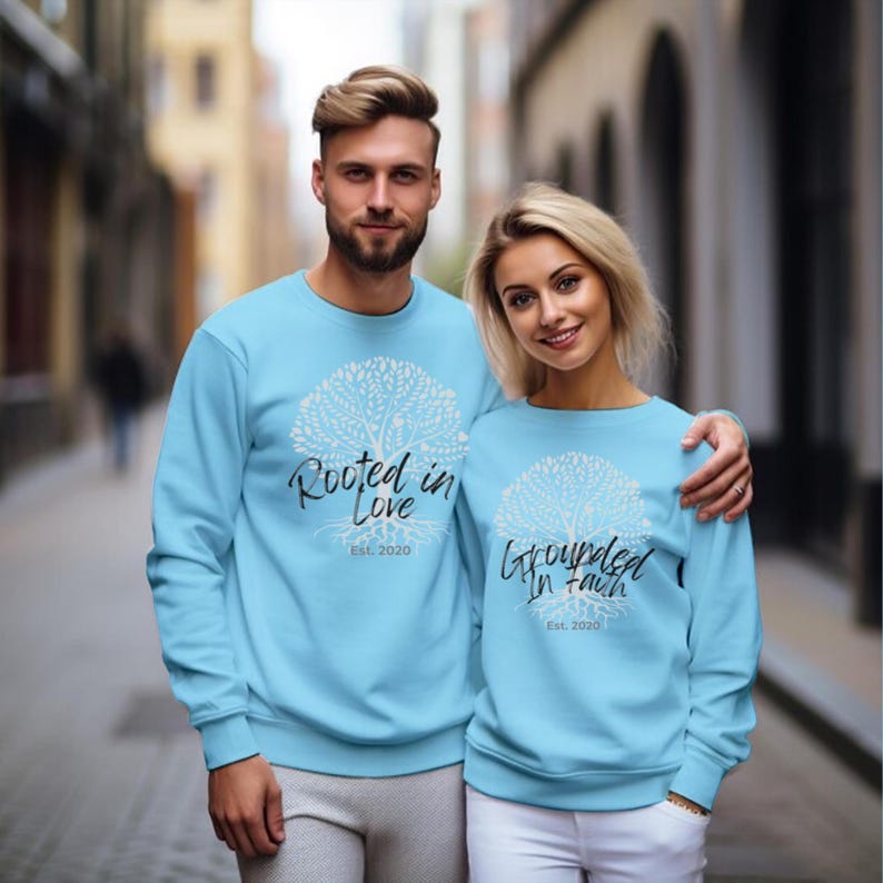 Rooted In Love & Grounded In Faith Full Sleeve Couple T-Shirts