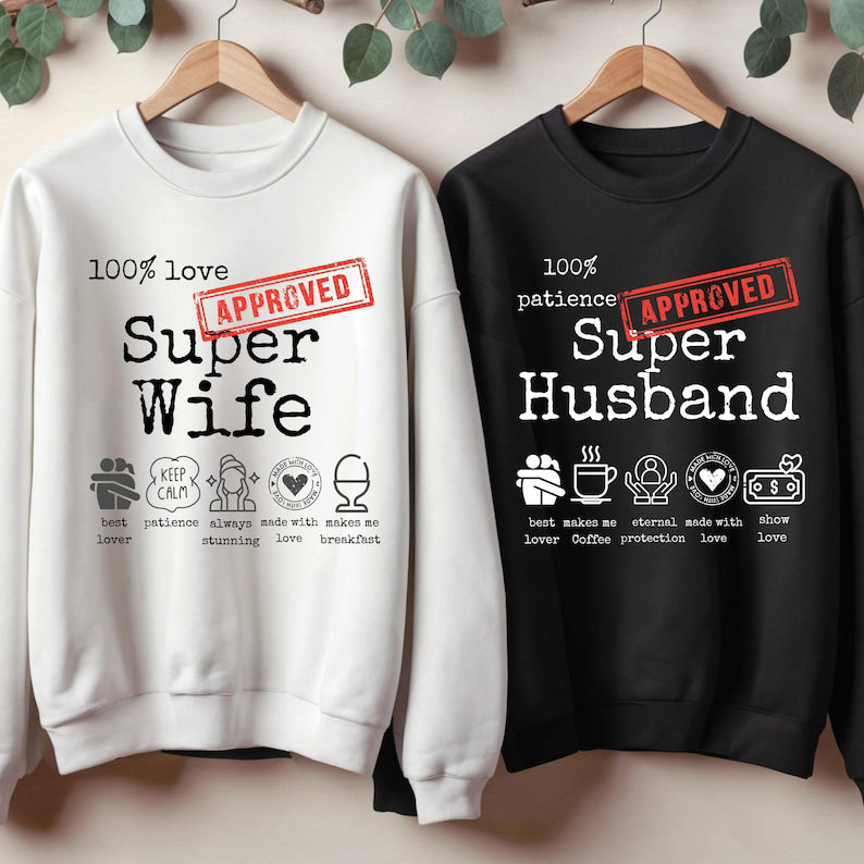Super Husband & Super Wife Full Sleeve Couple T-Shirts