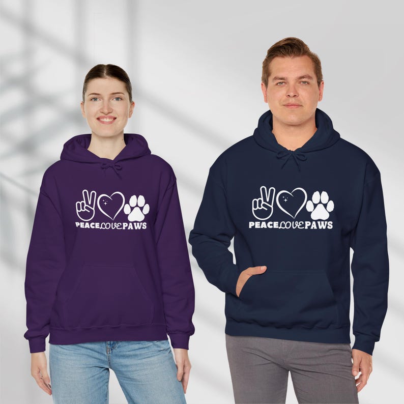 Peace Love Paws Couple Hoodies