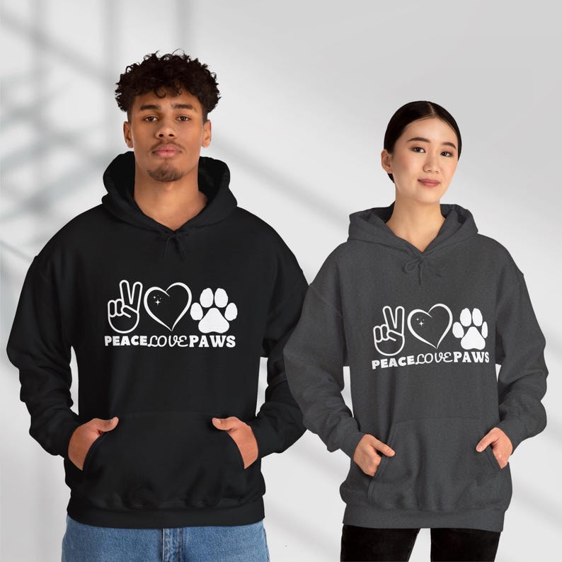 Peace Love Paws Couple Hoodies