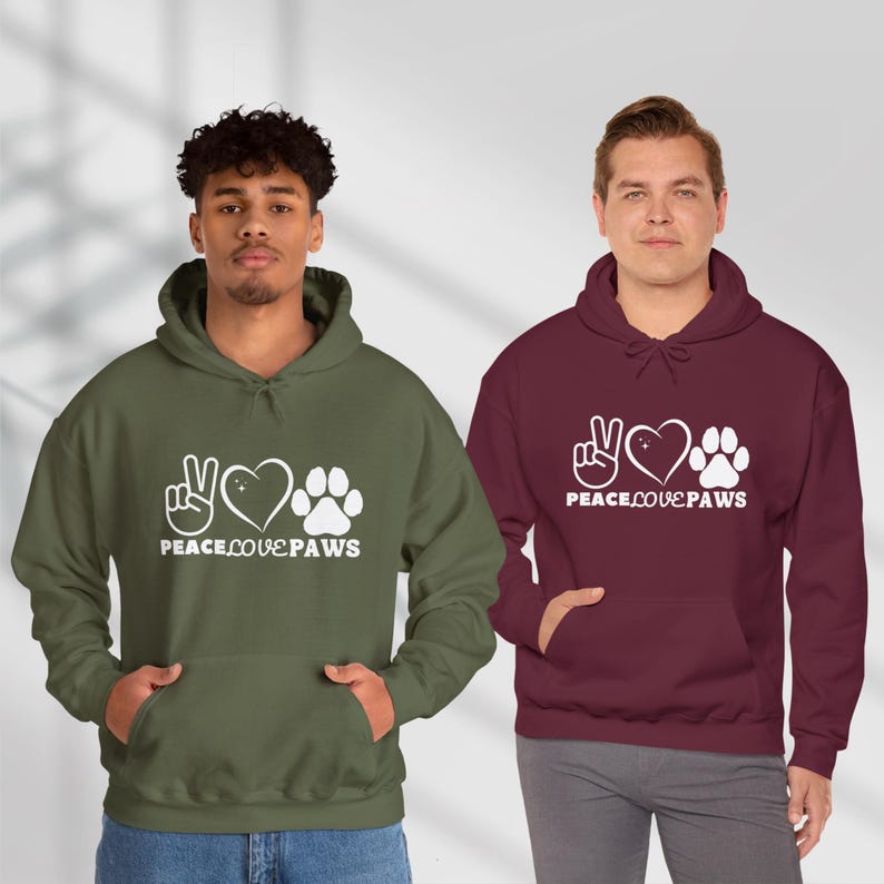 Peace Love Paws Couple Hoodies