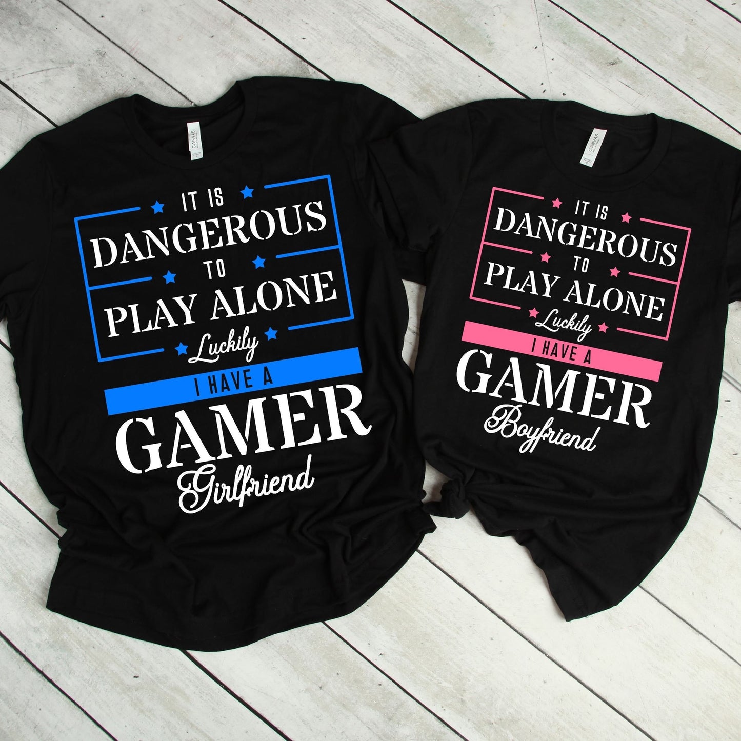 Dangerous Play Along Gamer Short Sleeve T-Shirts for Couple