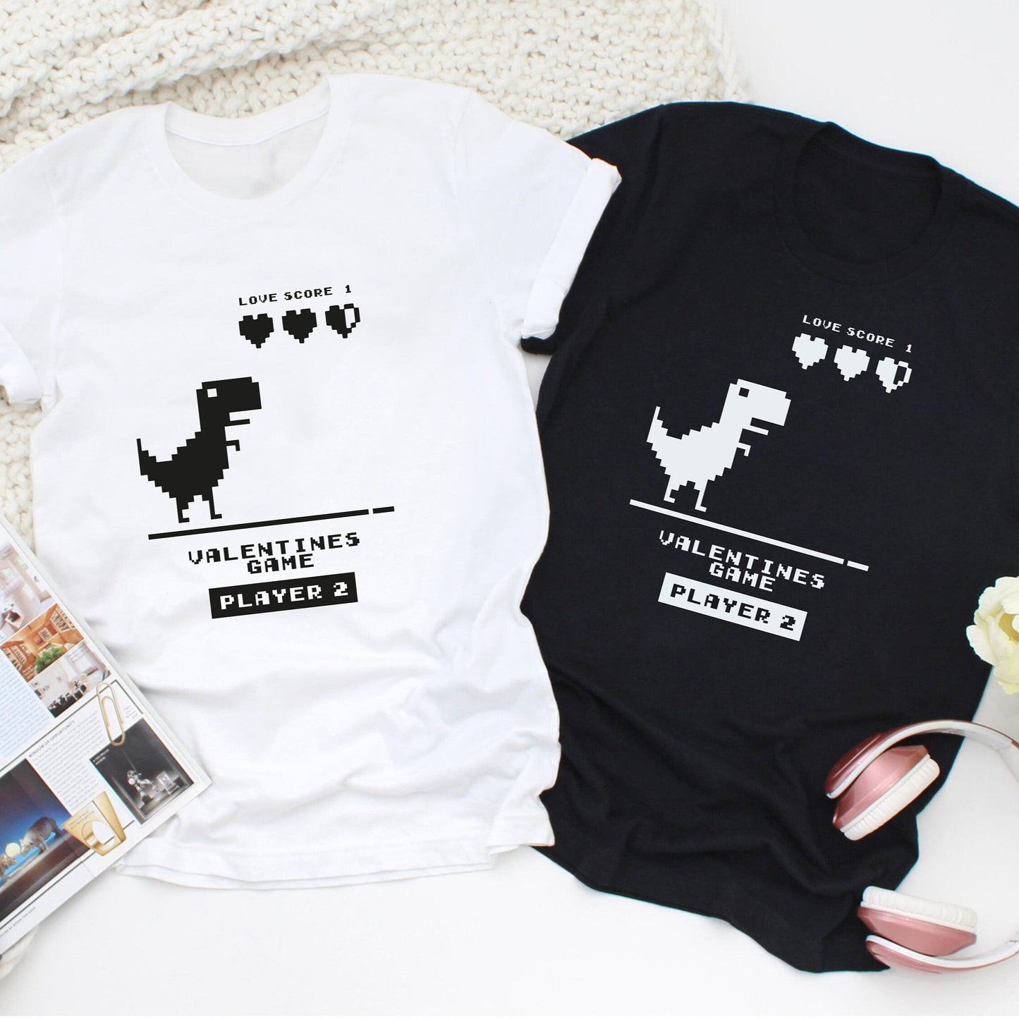 Dino Love Quest Short Sleeve Couple T-Shirts