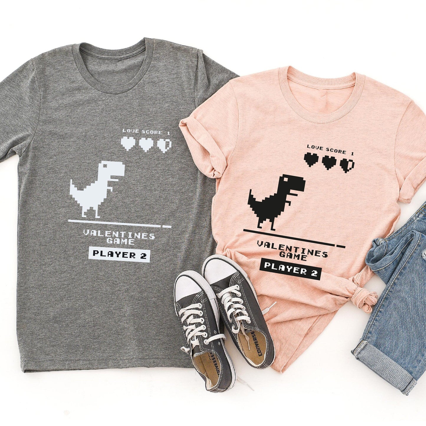 Dino Love Quest Short Sleeve Couple T-Shirts