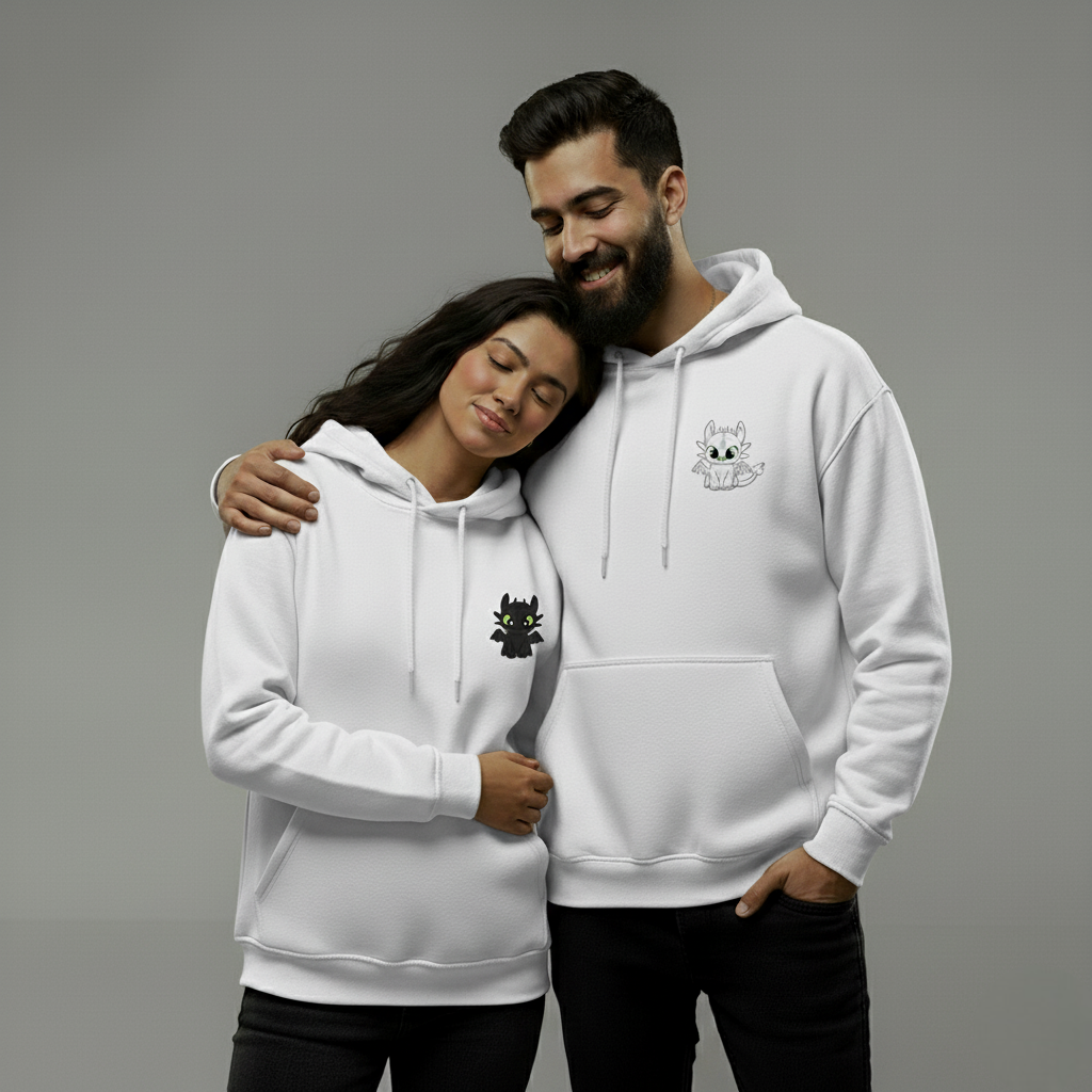 Toothless and Fury Dragon Couple Hoodies