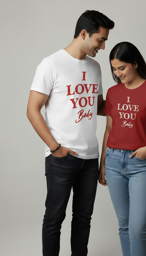 "I LOVE YOU Baby" matching couple T-shirts