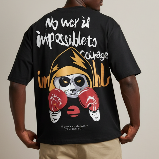 Impossible Courage Boxer Graphic Oversize T-Shirt