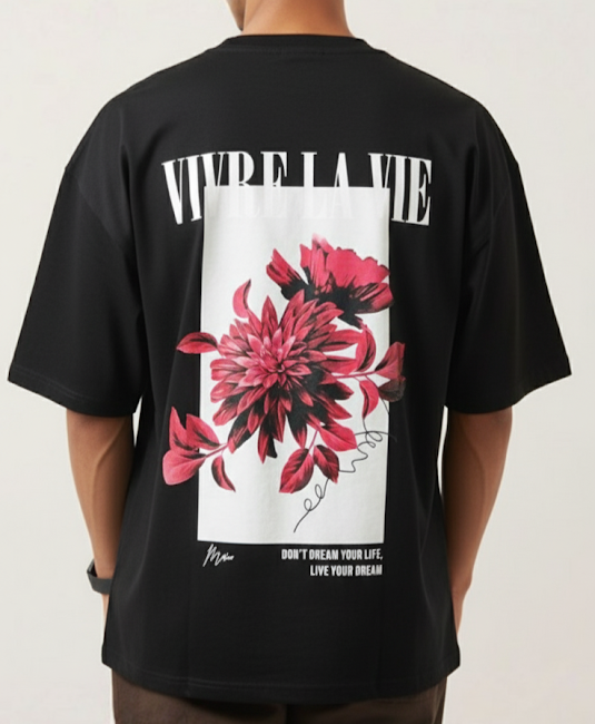 Vivre La Vie Floral Graphic Oversize T-Shirt