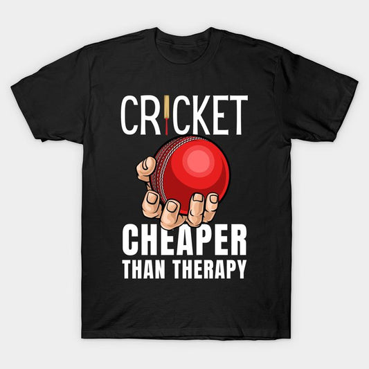 Cricket Cheaper Than Therapy Printed T-Shirt