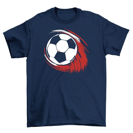 Flying Football Graphics Print in the Dark Blue T-Shirt