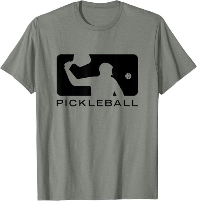 Gray t-shirt with a pickleball player silhouette and "Pickleball" text.