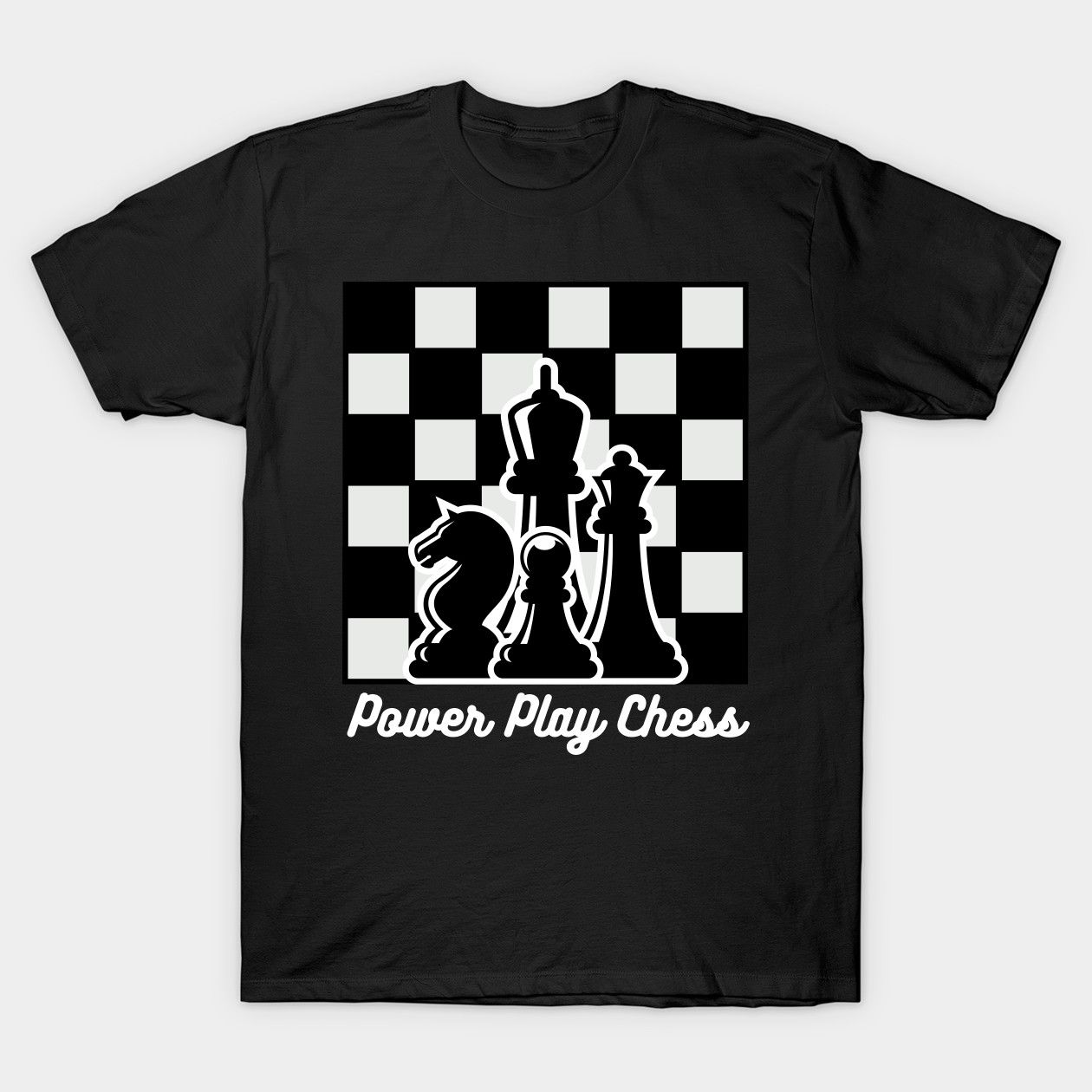 Power Play Chess Print in Black T-Shirt