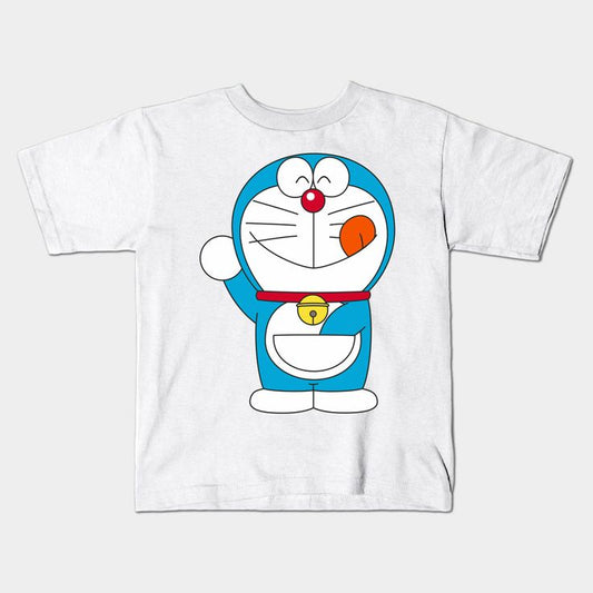 Doremon will Eat Dora Cakes Print in WhiteT-Shirt