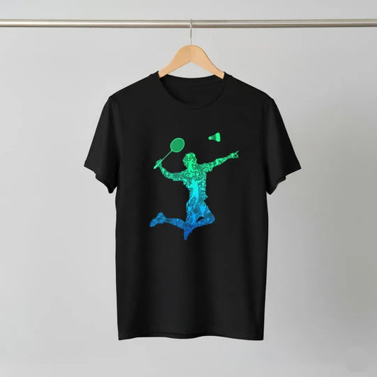 Jump Smash Player Action Badminton T-Shirt