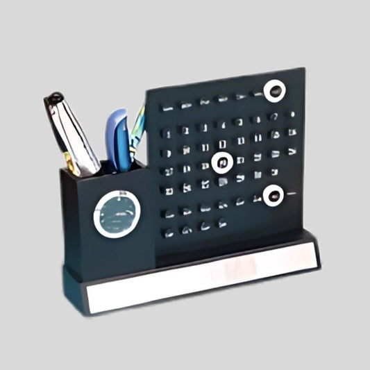 DK –Premium Desk Organizer Pen Stand with Calendar & Clock 1405