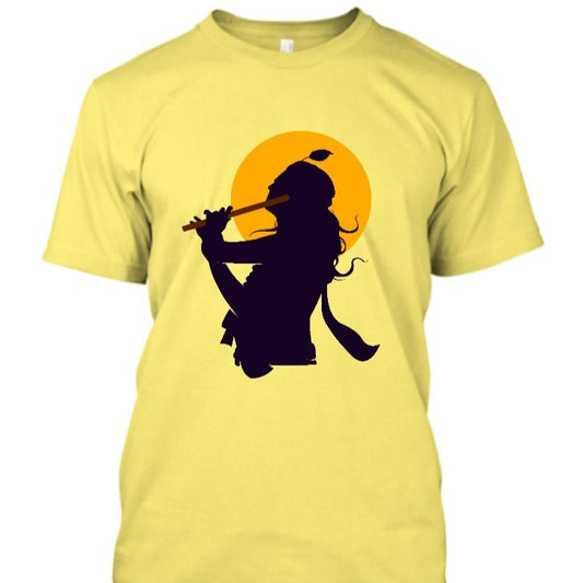Krishna Flute Sunset T-Shirt: Silhouette Design
