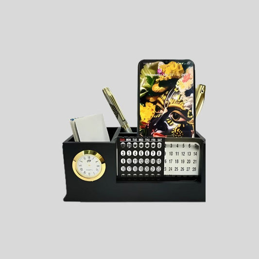 DK –Premium Multi-Functional Desk Organizer with Pen Stand, Calendar, Clock & Mobile Holder 1413
