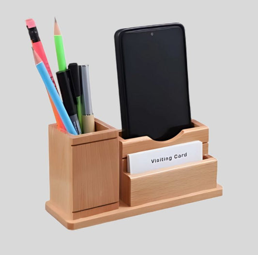 DK –2008 Wooden Pen Stand with Phone Holder - 1421