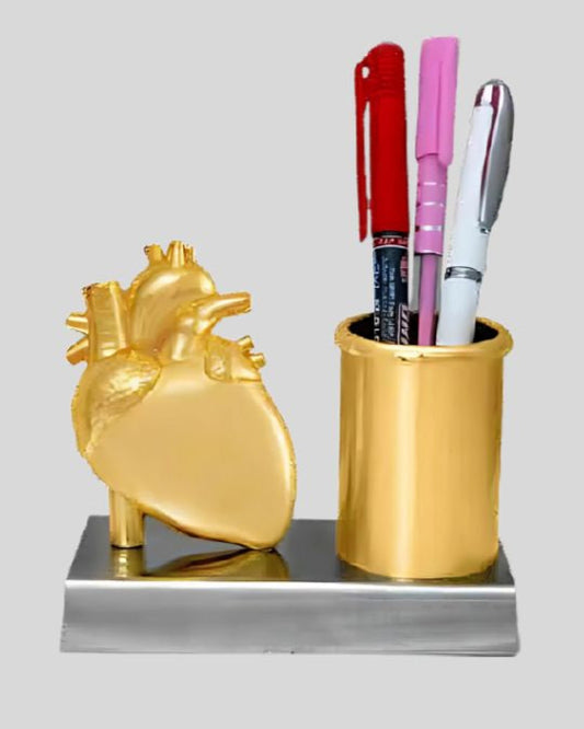 DK –M633 Anatomical Heart Pen Stand - Golden Medical Desk Organizer 1457