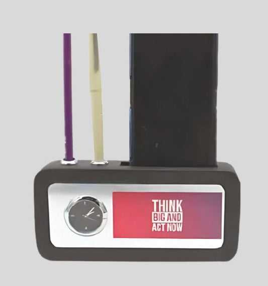 DK –M648 Pen Stand with Analog Clock & Mobile Holder - Motivational Desk Organizer 1460
