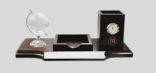 DK –BTC 4269 Executive Desk Organizer with Crystal Globe & Clock - Corporate Gift 1465
