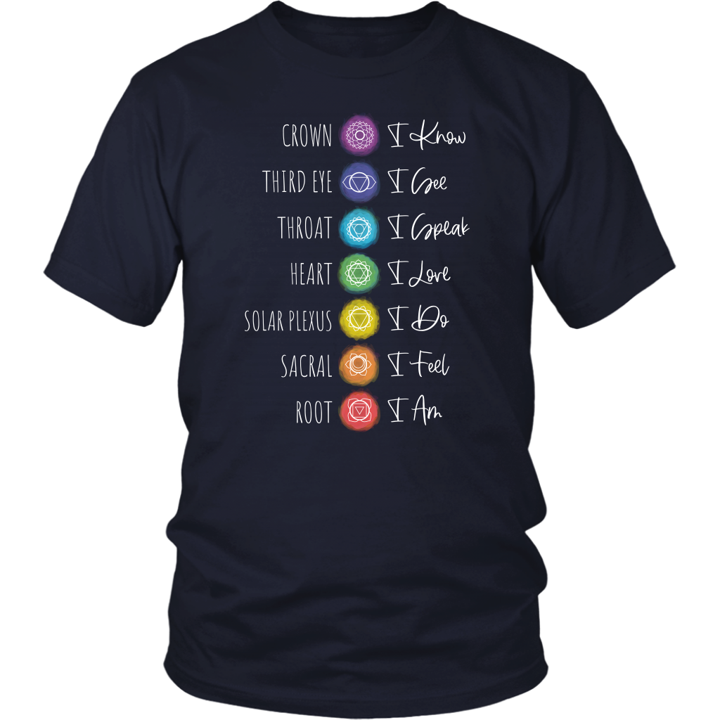 7 Chakra Affirmations T-Shirt: Spiritual Yoga Design
