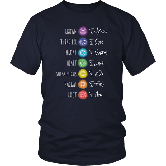 7 Chakra Affirmations T-Shirt: Spiritual Yoga Design