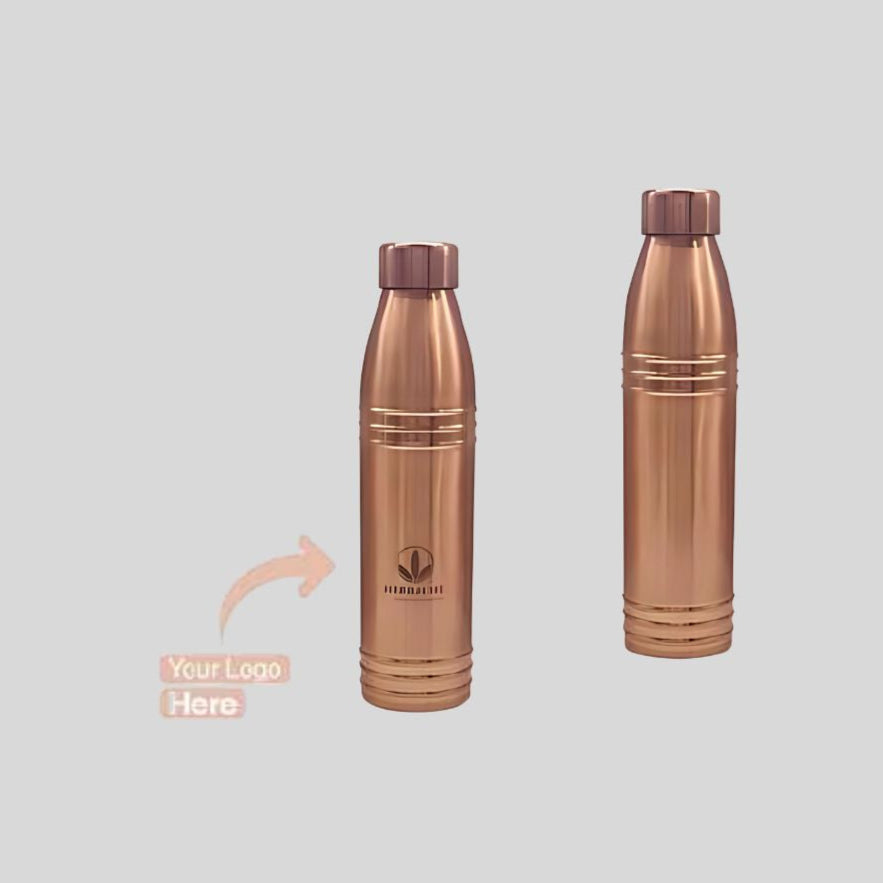 Glossy Line Art Copper Bottle 1 Litre – Premium Custom Logo Water Bottle 180156