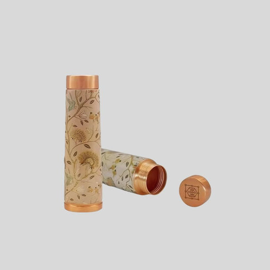 Golden Leaf Meena Copper Bottle 950 ML – Artistic Premium Water Bottle 180176
