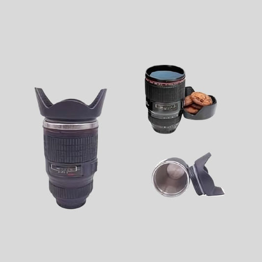 Camera Lens Coffee Mug – Stainless Steel, Anti-Slip Grip, Creative Gift Cup DKGHA- 364