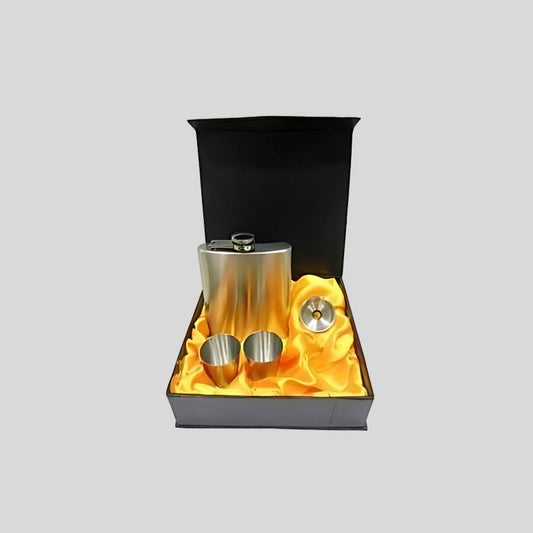 7 Oz / 9 Oz Stainless Steel Hip Flask Gift Set with 2 Shot Glasses & Funnel 18054