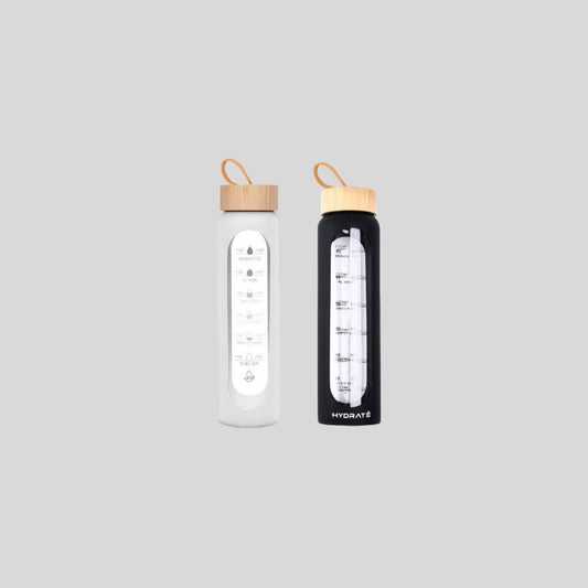 DK Morning Motivation Water Bottle -  1 Liter Hydration Tracker with Wooden Cap 1845